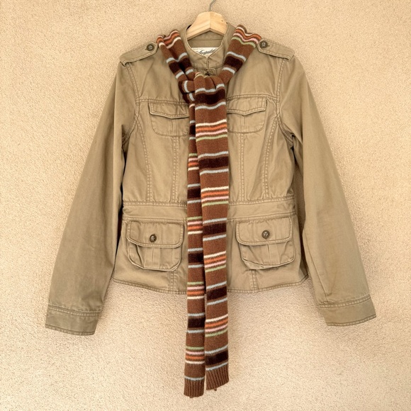 Aeropostale cotton utility style jacket and long Angora blend scarf Sz L - Picture 1 of 6